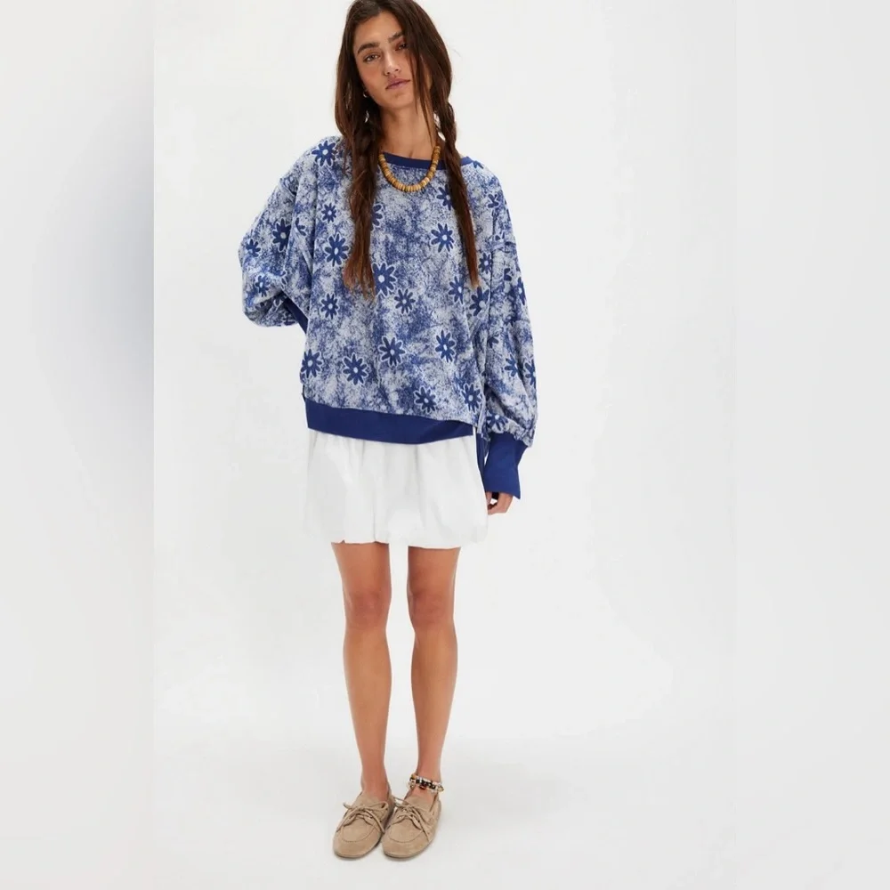 NWT Free People Steal My Sunshine Pullover ~Navy Combo~ - Picture 3 of 4